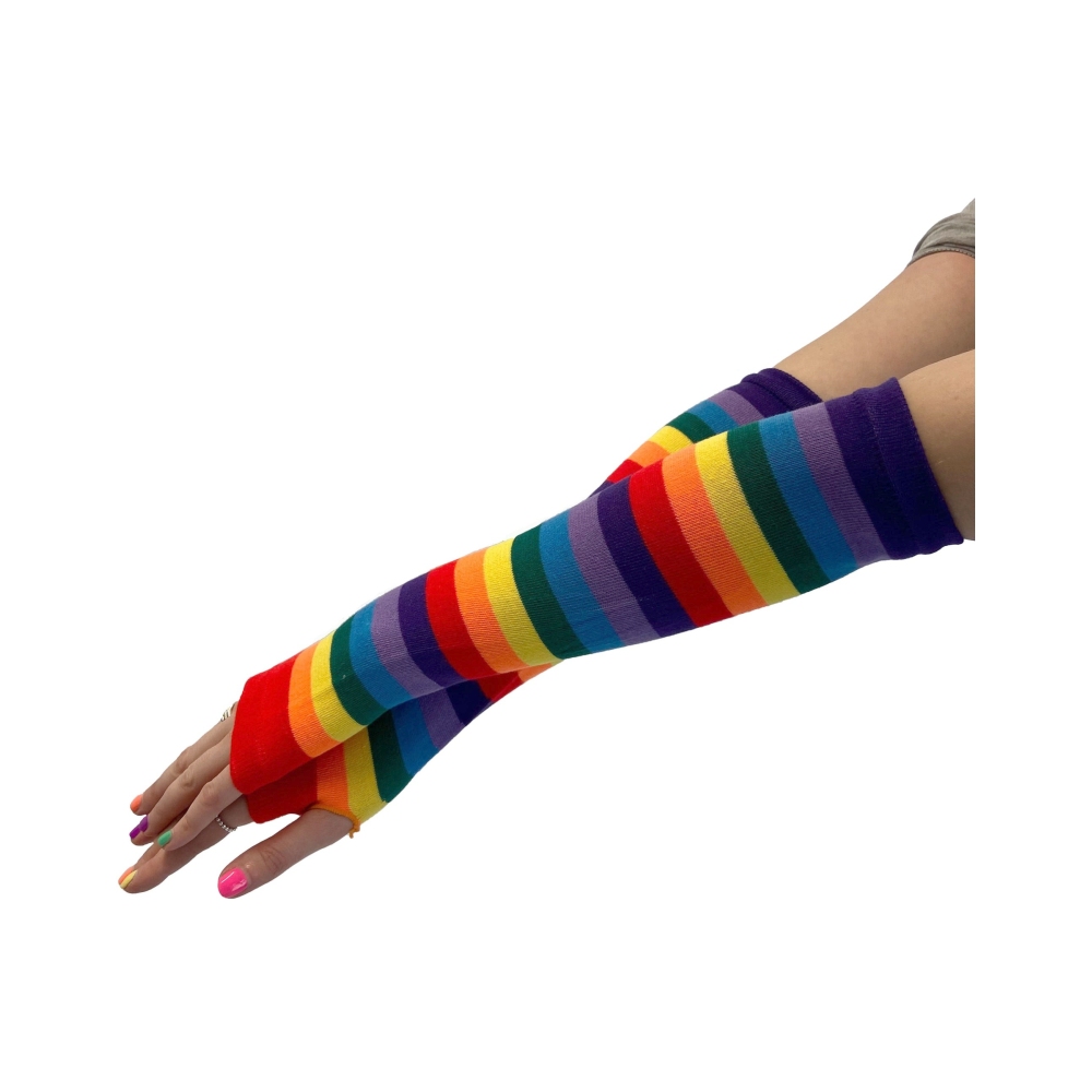 Pamela Mann - Rainbow Stripe Fingerless gloves - Rainbow